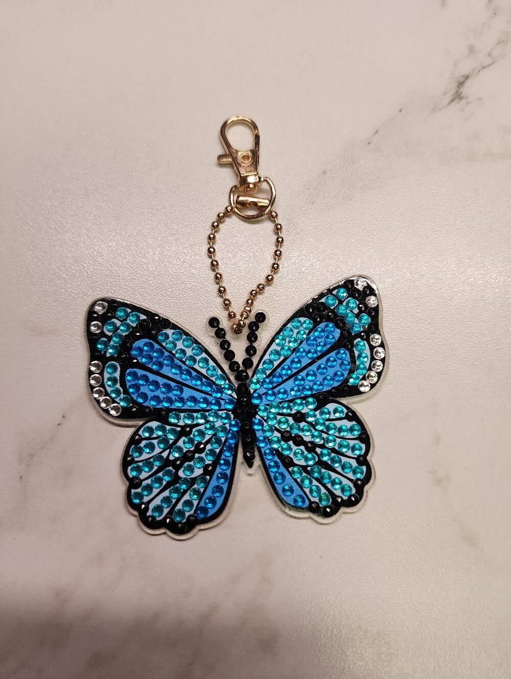 Blue Crystal Butterfly Key & Card Holder Charm